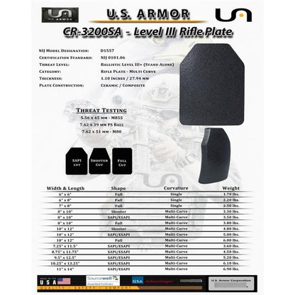 Par De Placas Balisticas Nivel Ill Antibalas US ARMOR