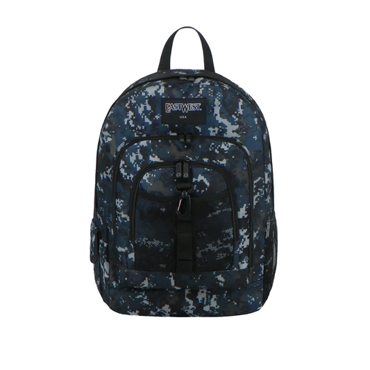 Mochila Escolar Pixel Camo East West Con Gancho Porta Llavero Y Botella
