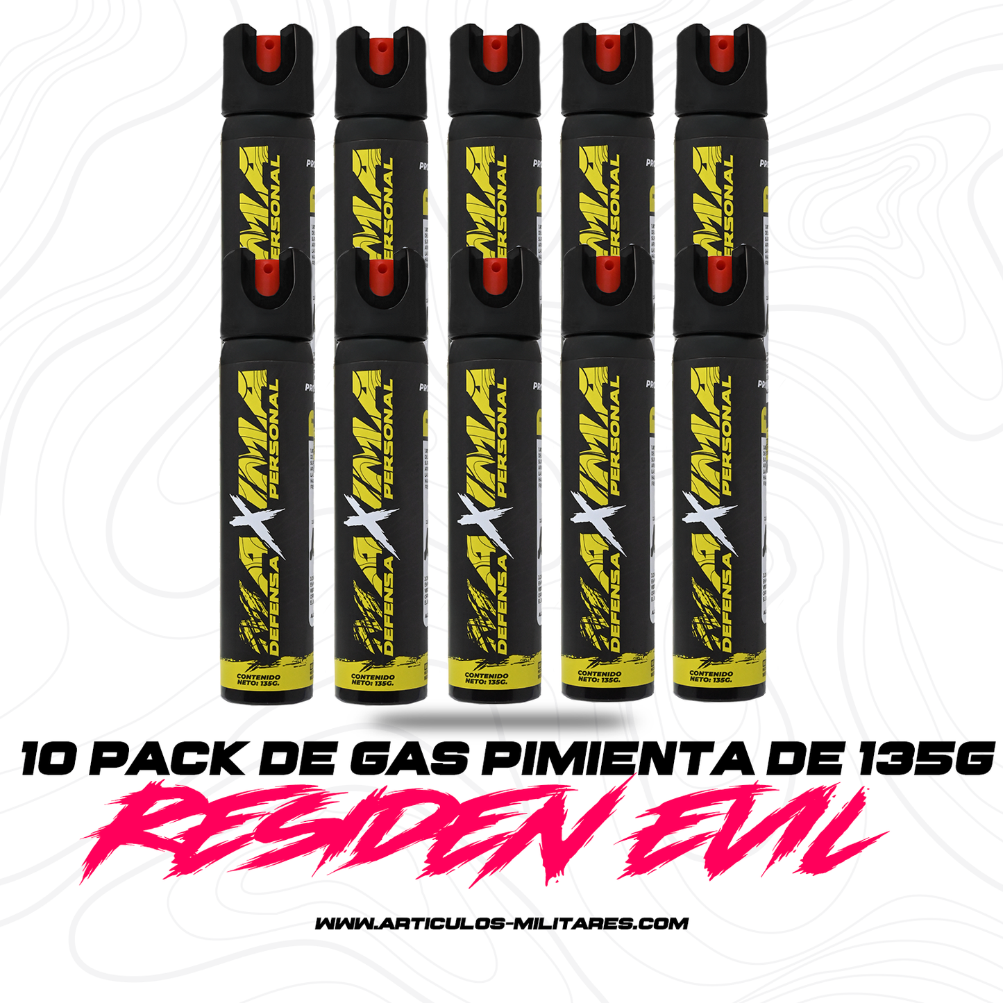 Paquete 10 Piezas Gas Pimienta Lacrimogeno 135g 100% Llenos
