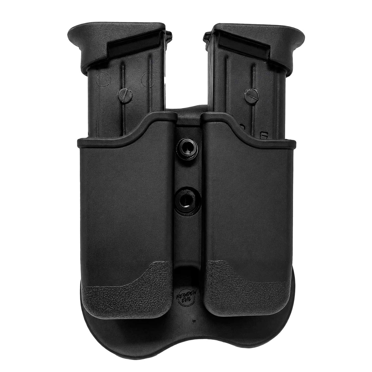 Se observa imagen con porta cargador  doble para pistolas 9mm y ambos cargadores puestos