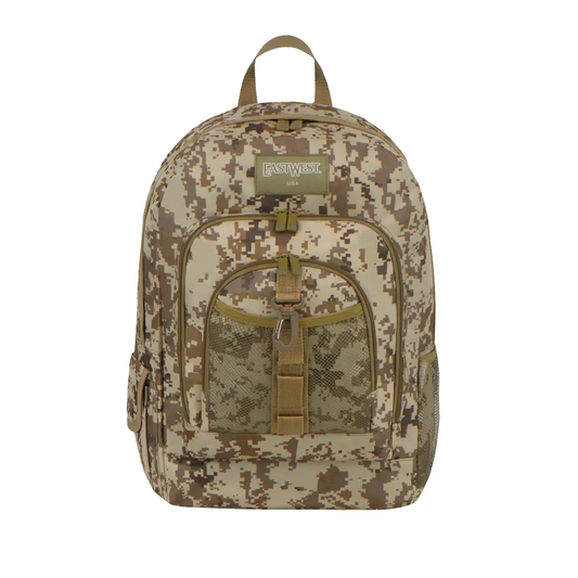 Mochila Escolar Pixel Camo East West Con Gancho Porta Llavero Y Botella