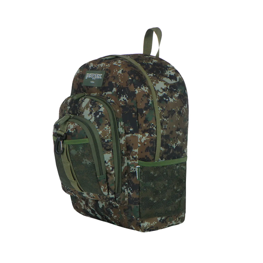 Mochila Escolar Pixel Camo East West Con Gancho Porta Llavero Y Botella