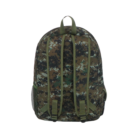 Mochila Escolar Pixel Camo East West Con Gancho Porta Llavero Y Botella