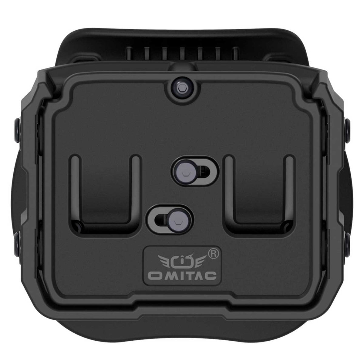 Se muestra Porta Cargador Doble Omitac en posición frontal, destacando su diseño compacto y funcional.