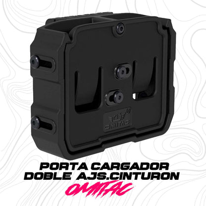 Se muestra Porta Cargador Doble Omitac en posición frontal, destacando su diseño compacto y funcional.