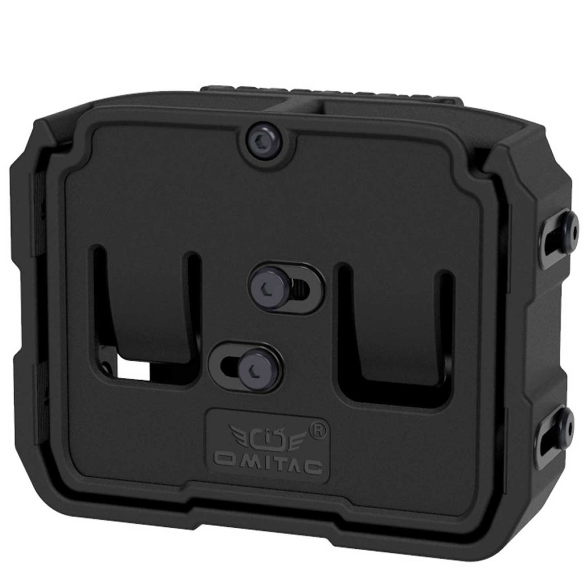 Se muestra Porta Cargador Doble Omitac en posición lateral para apreciar su perfil y estructura.