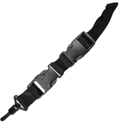 Se muestra RECUPERADOR DE PISTOLA OMITAC de perfil para observar el diseño de la correa elástica y sus broches.