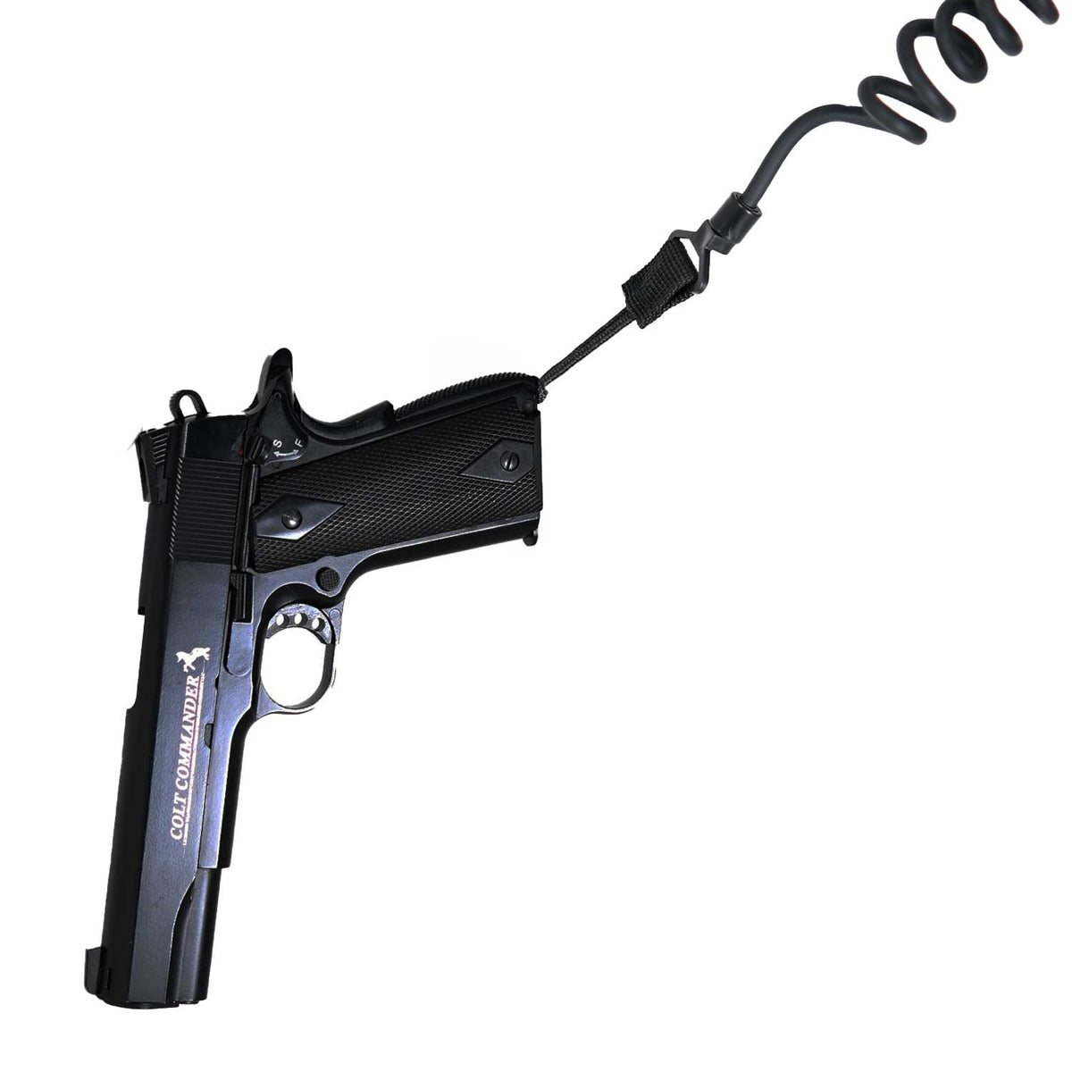Se muestra RECUPERADOR DE PISTOLA OMITAC colocado en una pistola para apreciar cómo luce el accesorio instalado.