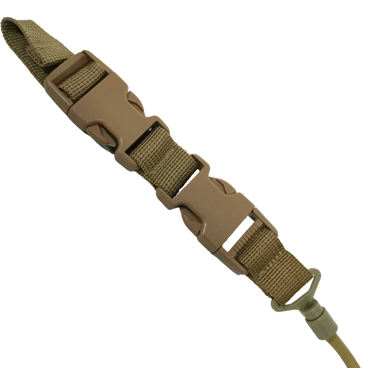 Se muestra RECUPERADOR DE PISTOLA OMITAC de perfil para observar el diseño de la correa elástica y sus broches.