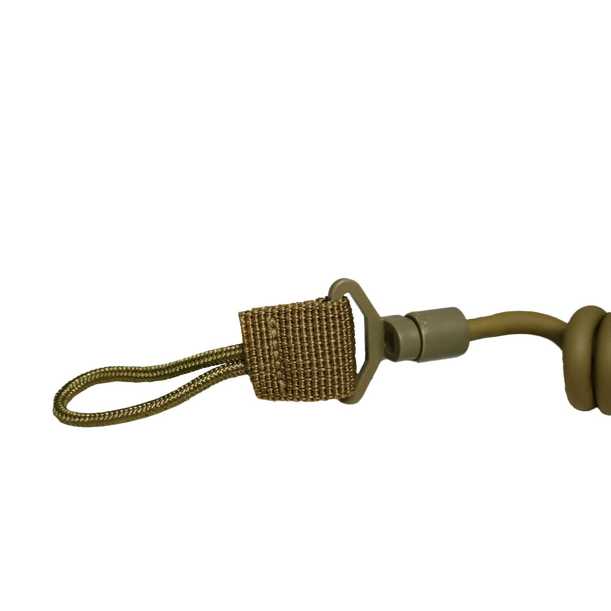 Se muestra RECUPERADOR DE PISTOLA OMITAC de perfil para observar el diseño de la correa elástica y sus broches.