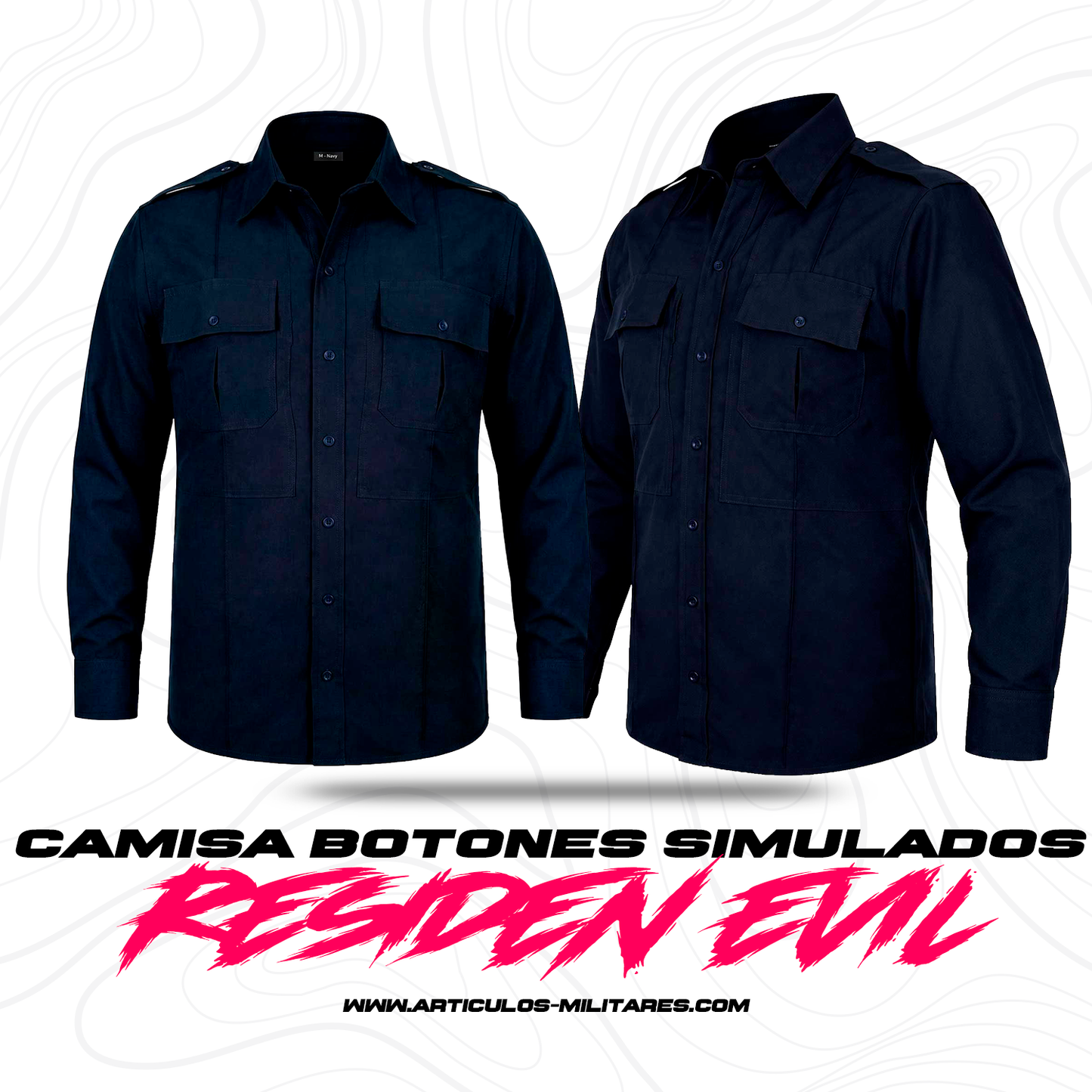 Camisa Táctica Uniforme Azul Marino Manga Larga Policía Residen Evil Militaría