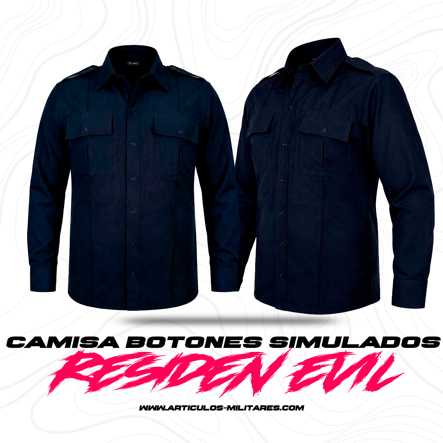 Camisa Táctica Uniforme Azul Marino Manga Larga Policía Residen Evil Militaría