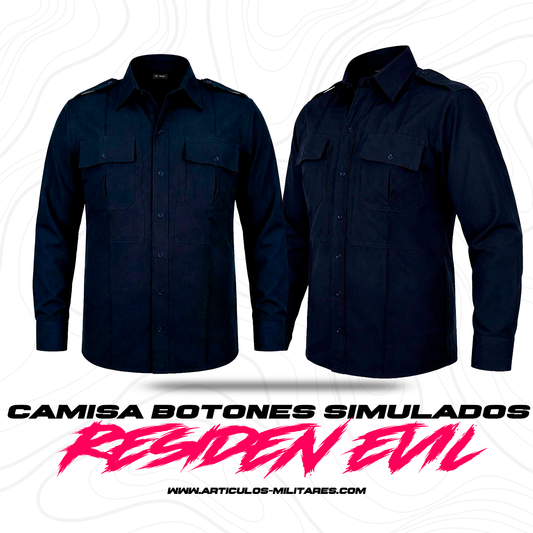 Camisa Táctica Uniforme Azul Marino Manga Larga Policía Residen Evil Militaría
