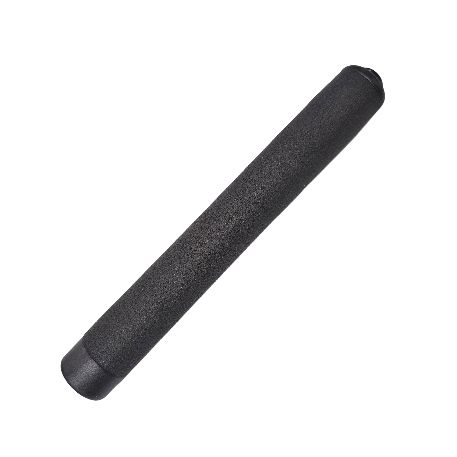 Se muestra bastón retráctil ASP de 21 pulgadas con detalle en el agarre texturizado antideslizante, diseñado para máximo control y seguridad.
