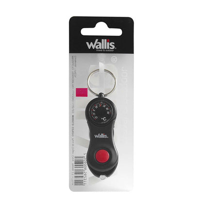 Llaveros con termómetro y luz LED, negro Wallis