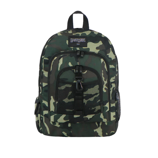 Mochila Escolar Pixel Camo East West Con Gancho Porta Llavero Y Botella
