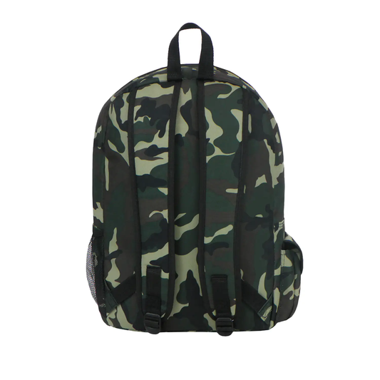 Mochila Escolar Pixel Camo East West Con Gancho Porta Llavero Y Botella