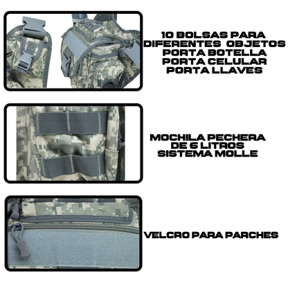 Mochila Tactica Pechera Porta Botella Multiusos Residen Evil Militaría