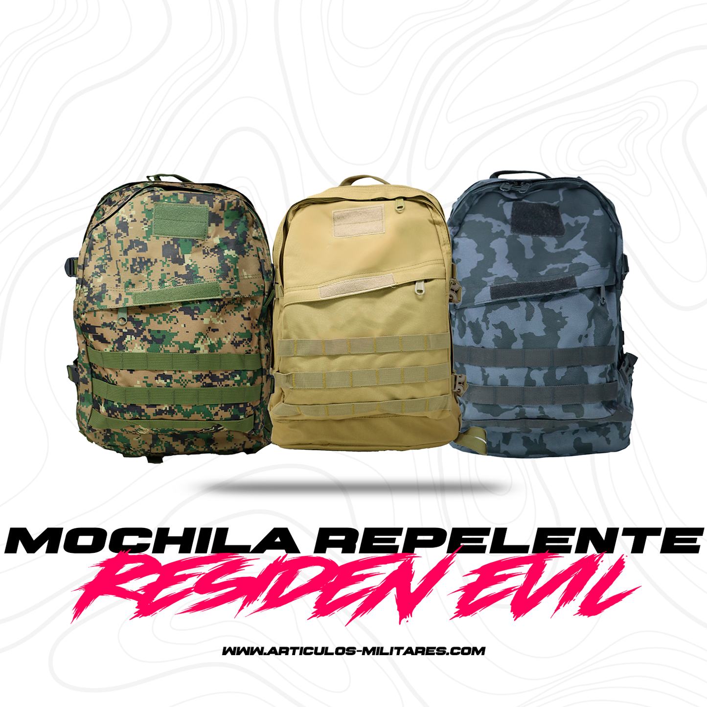 Mochila Tactica Repelente Al Agua 4 Bolsillos Sistema Molle