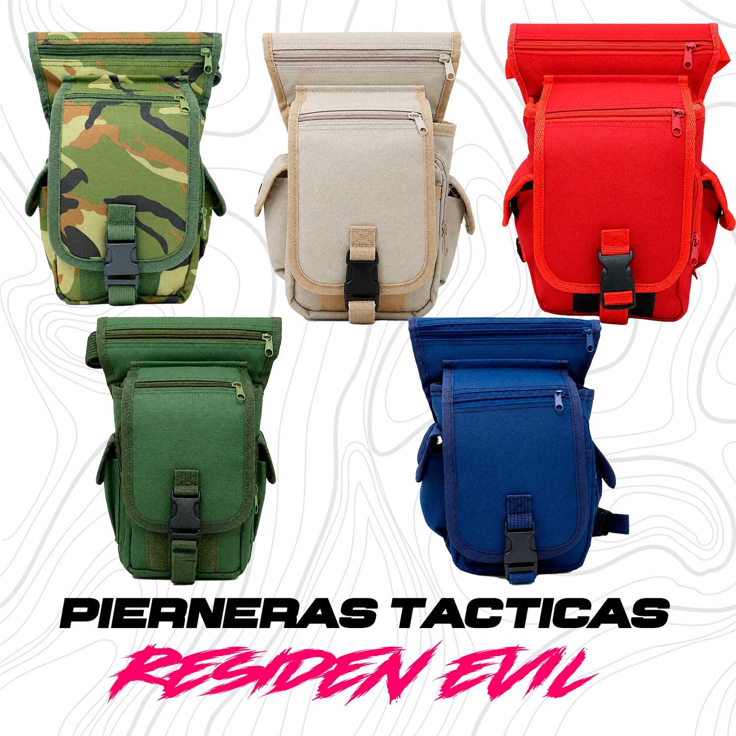 Piernera Tactica Mochila Muslera Porta Celular Multiusos Residen Evil Militaría