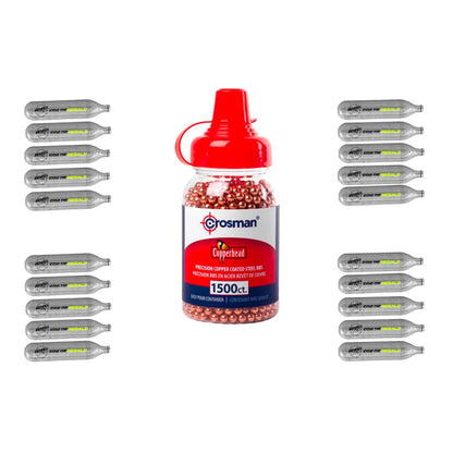el kit completo de 1500bs Cupperhed y 20 tnauqes de co2 de 12g 
