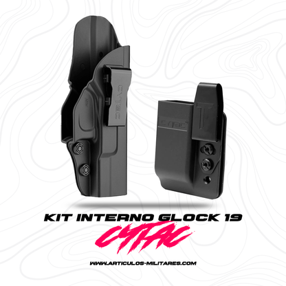 Kit Interno Porta Pistola Cargador Glock 19  Cytac Polímero Ligero.