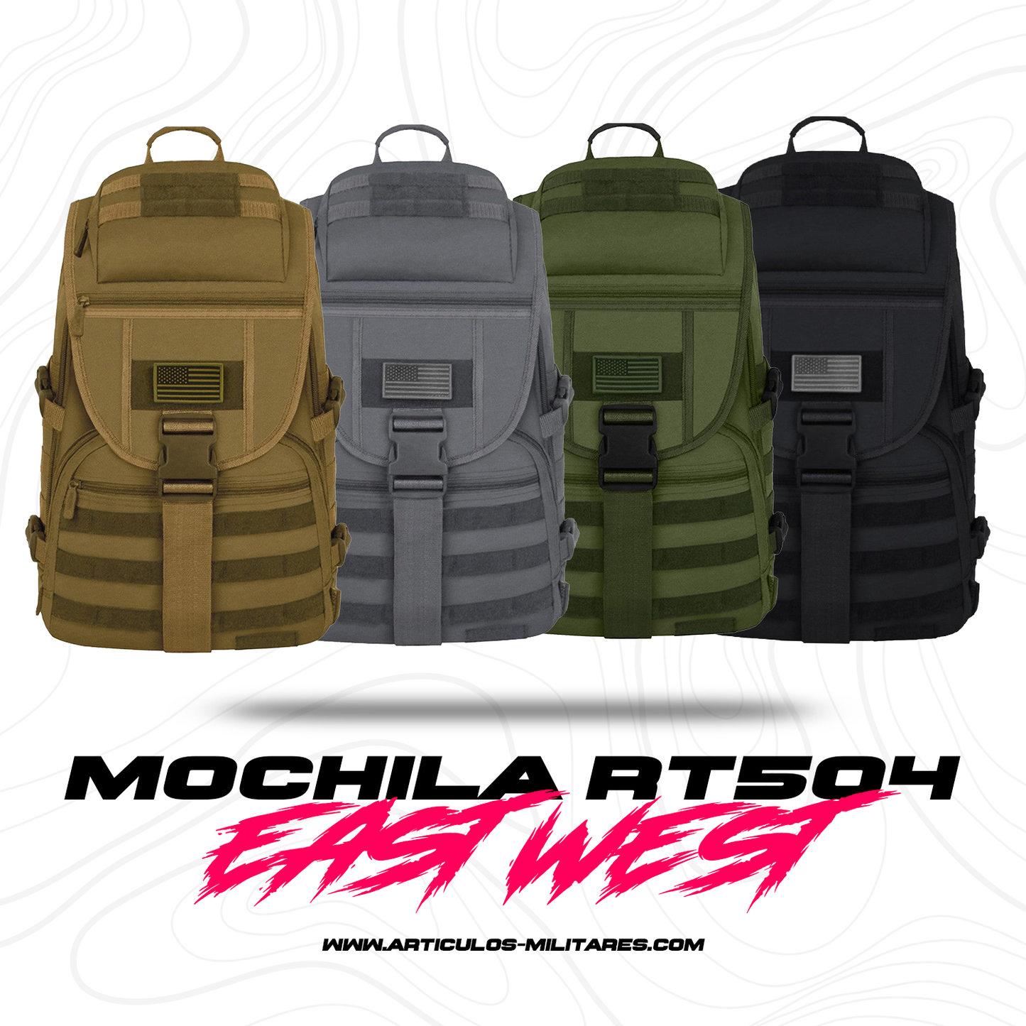 Mochila Táctica East West Molle Porta laptop Rt504 Parche