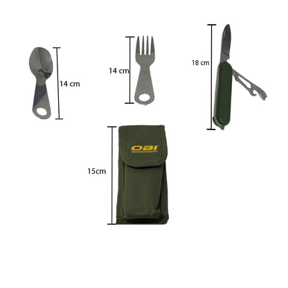 Cubiertos Para Campismo De Acero 3pz Marca Obi obi