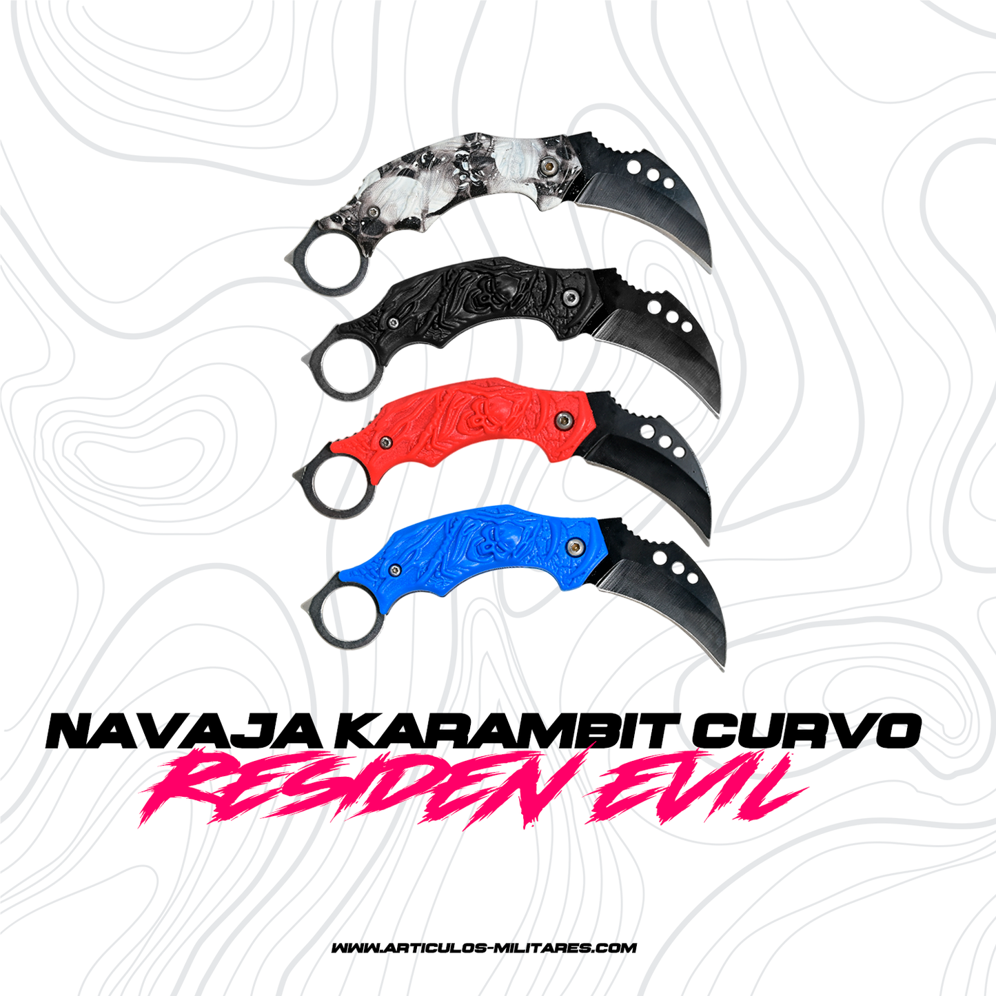 Navaja Táctica Karambit Curvo Diseño Calavera