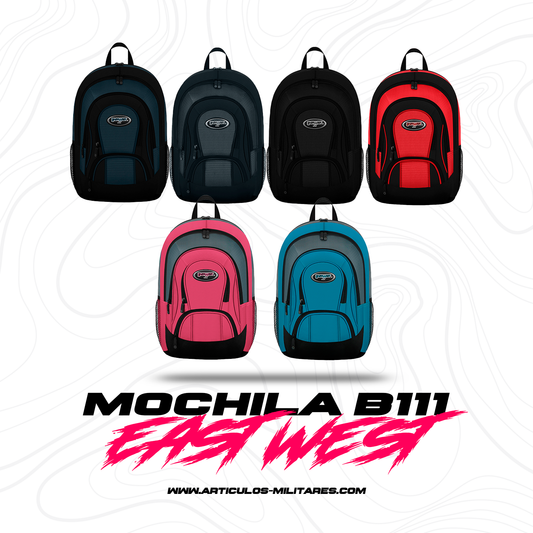 Mochila Escolar East West Ligera Con Porta Botella Varios Colores