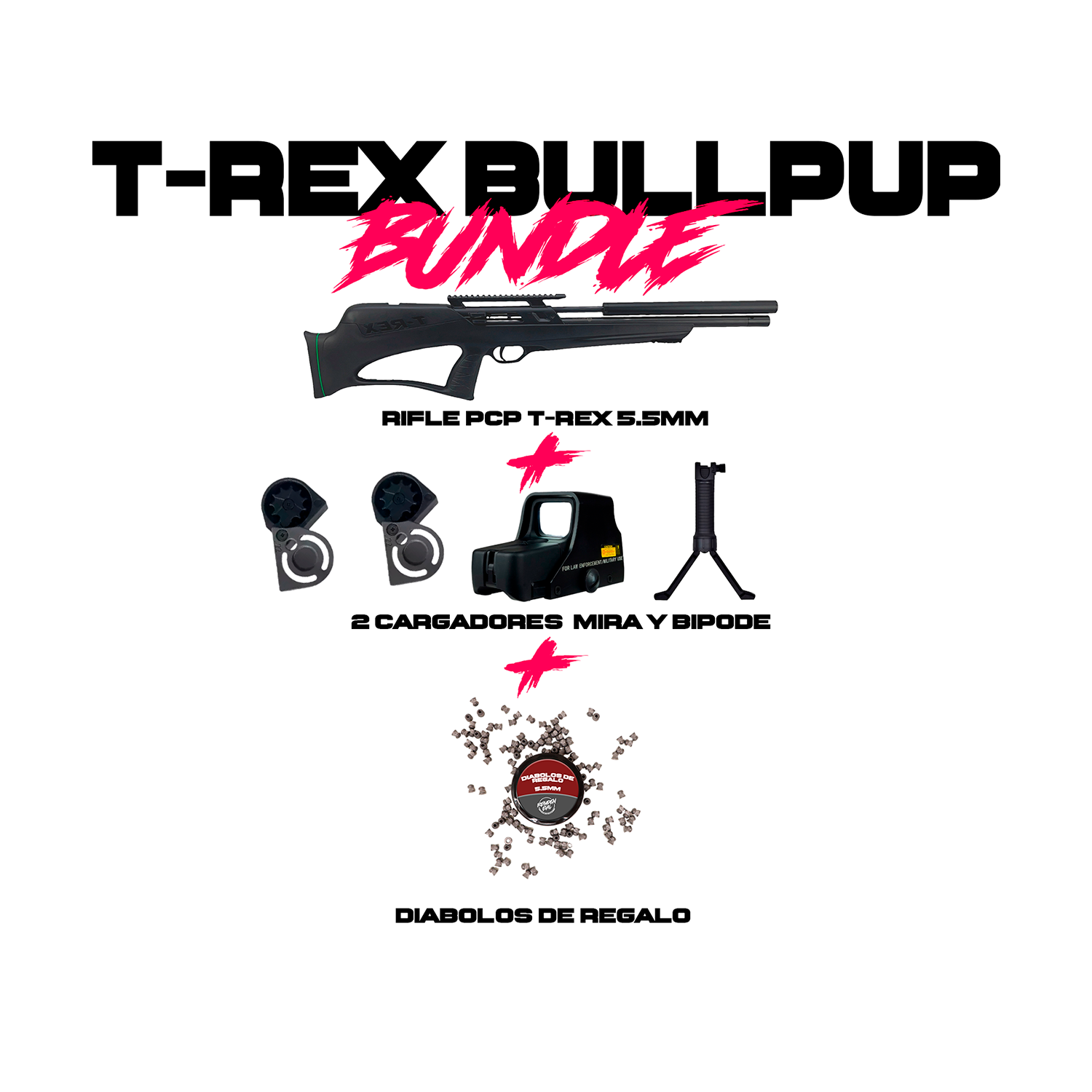 Rifle T-REX Aztk  5.5mm Pcp  800 fps Con Accesorios