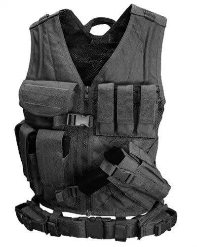 Chaleco Táctico Cross Draw Negro De Kombat UK, Para Construcción O Aire Libre