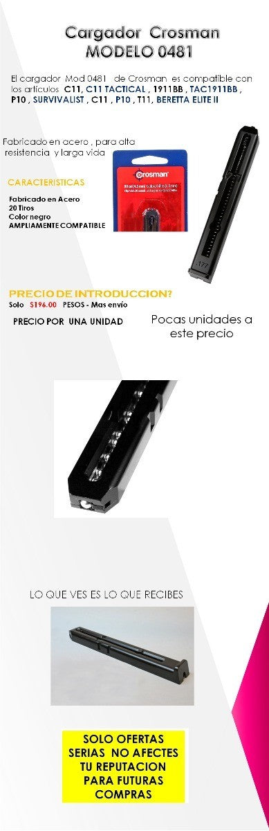 Cargador para munición de balines de metal calibre 4.5mm Crosman