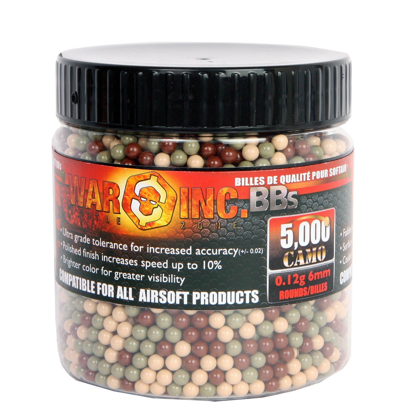 Municion 5,000 pzas War INC 12g Airsoft BB's 6mm