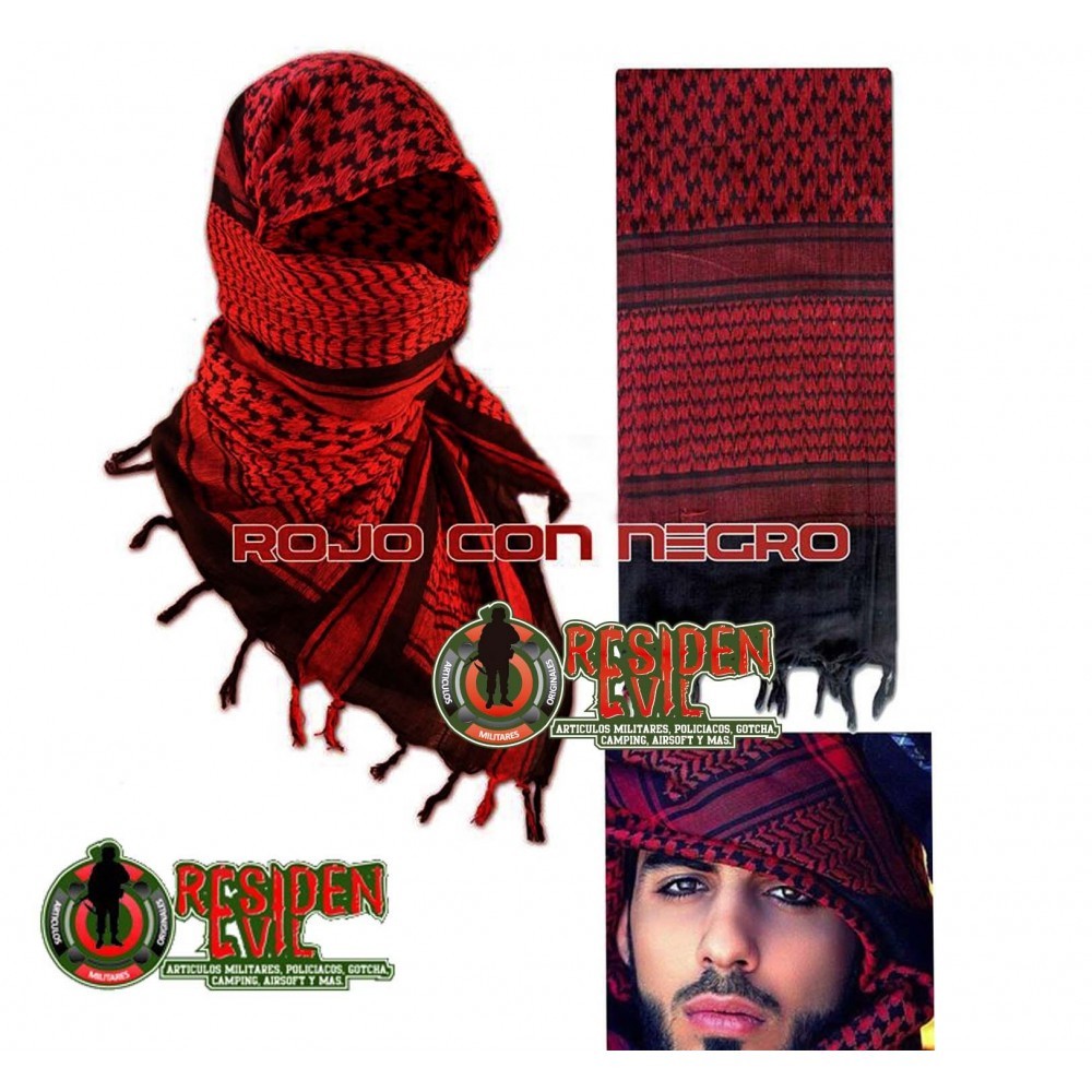 Bufanda Shemagh Árabe Palestina Militar 100% Algodón Rothco Rojo con Negro