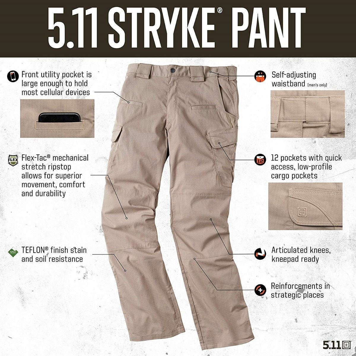 Pantalones 5.11 Tactical Stryke con Flex-Tac para hombre