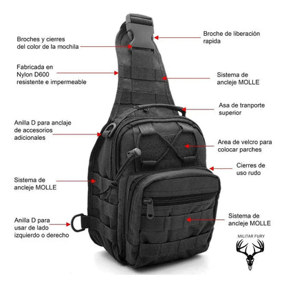 Mochila Táctica Militar Multiusos Pechera Cruzada Campismo vendor-unknown