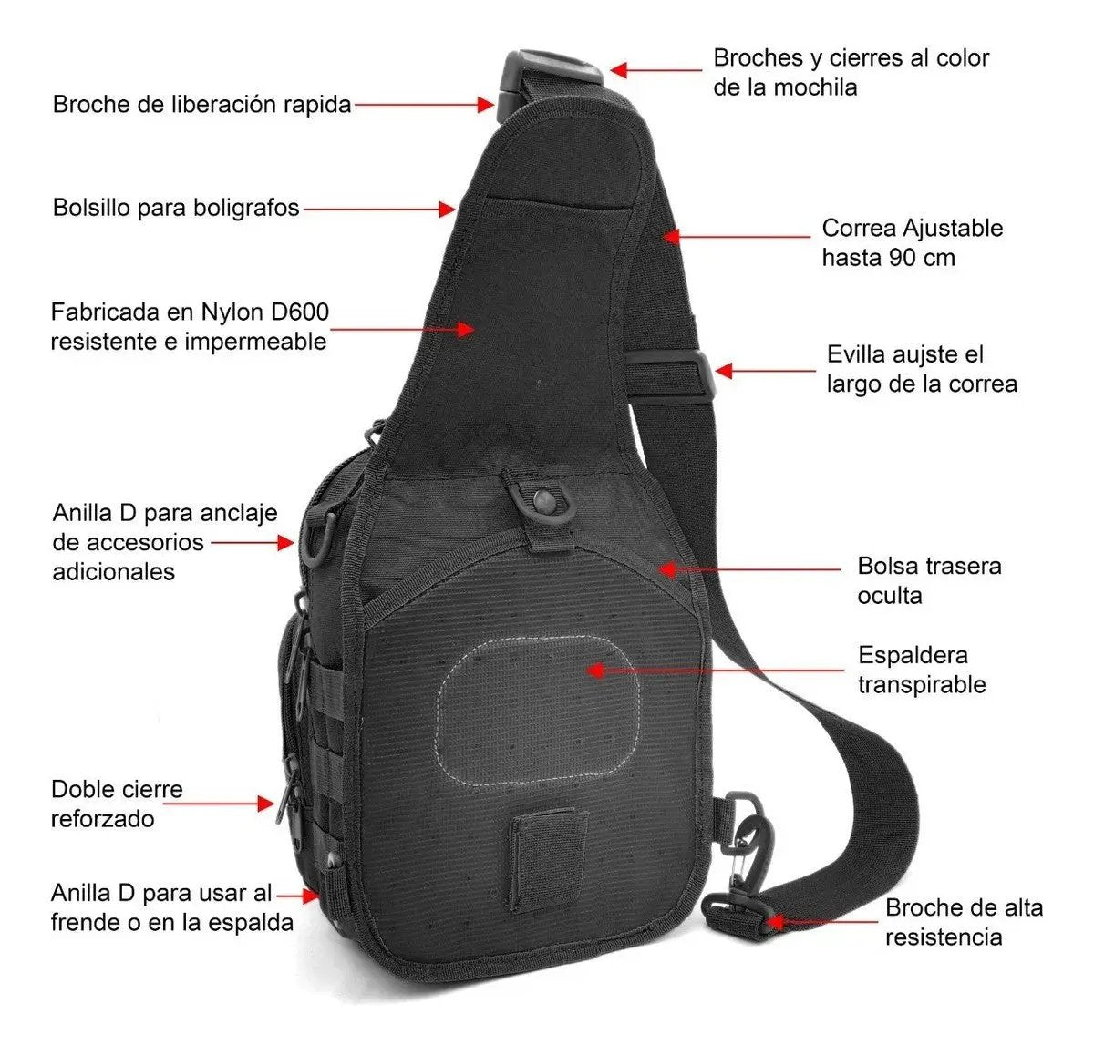 Mochila Táctica Militar Multiusos Pechera Cruzada Campismo