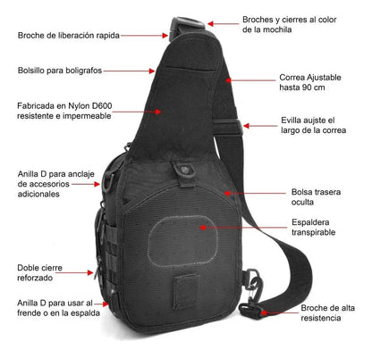 Mochila Táctica Militar Multiusos Pechera Cruzada Campismo vendor-unknown