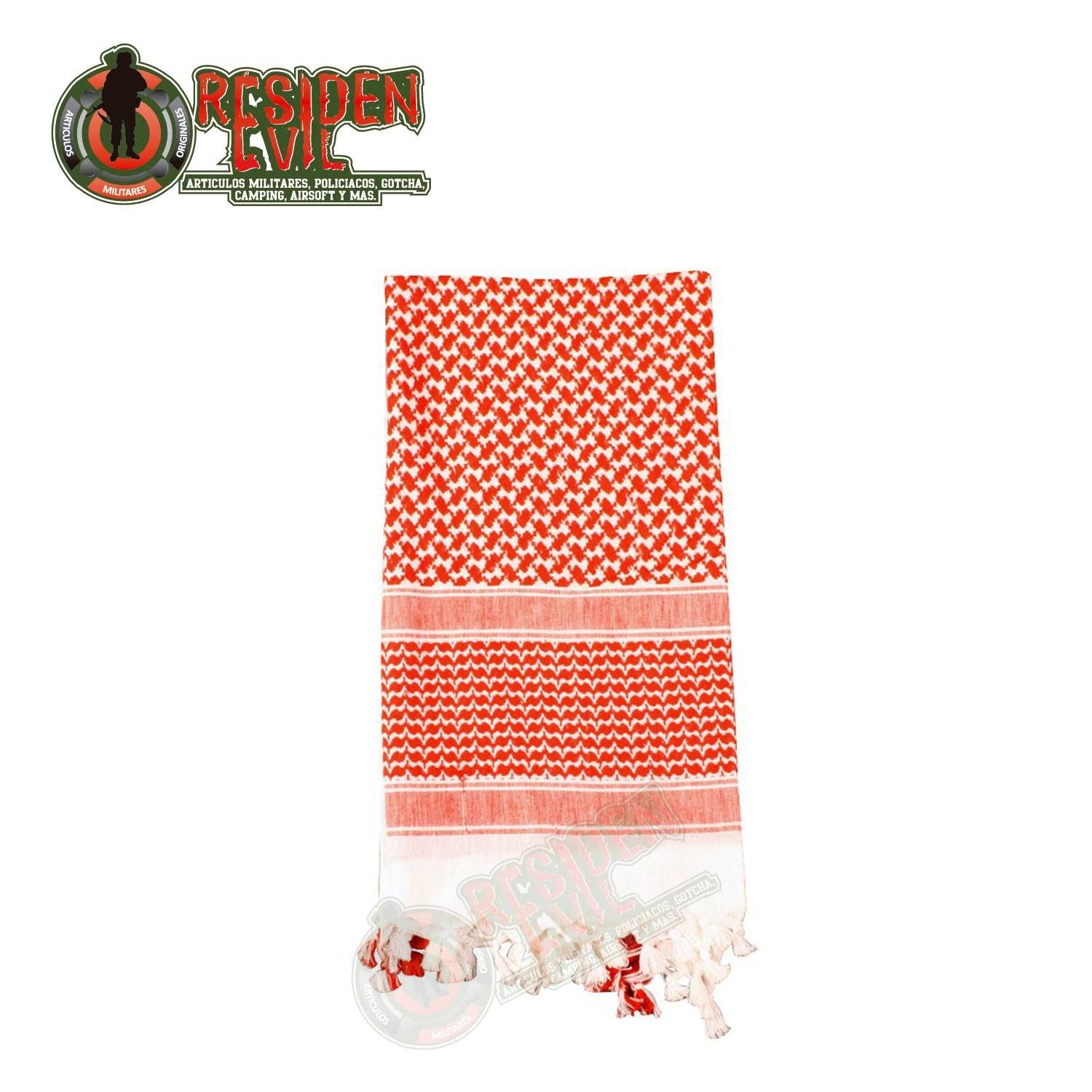 Bufanda Turbante Árabe Shemagh Blanco con Rojo