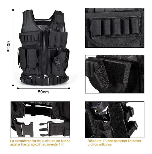 Chaleco Táctico Porta Cargadores Corta Larga Funda Arma Sistema molle