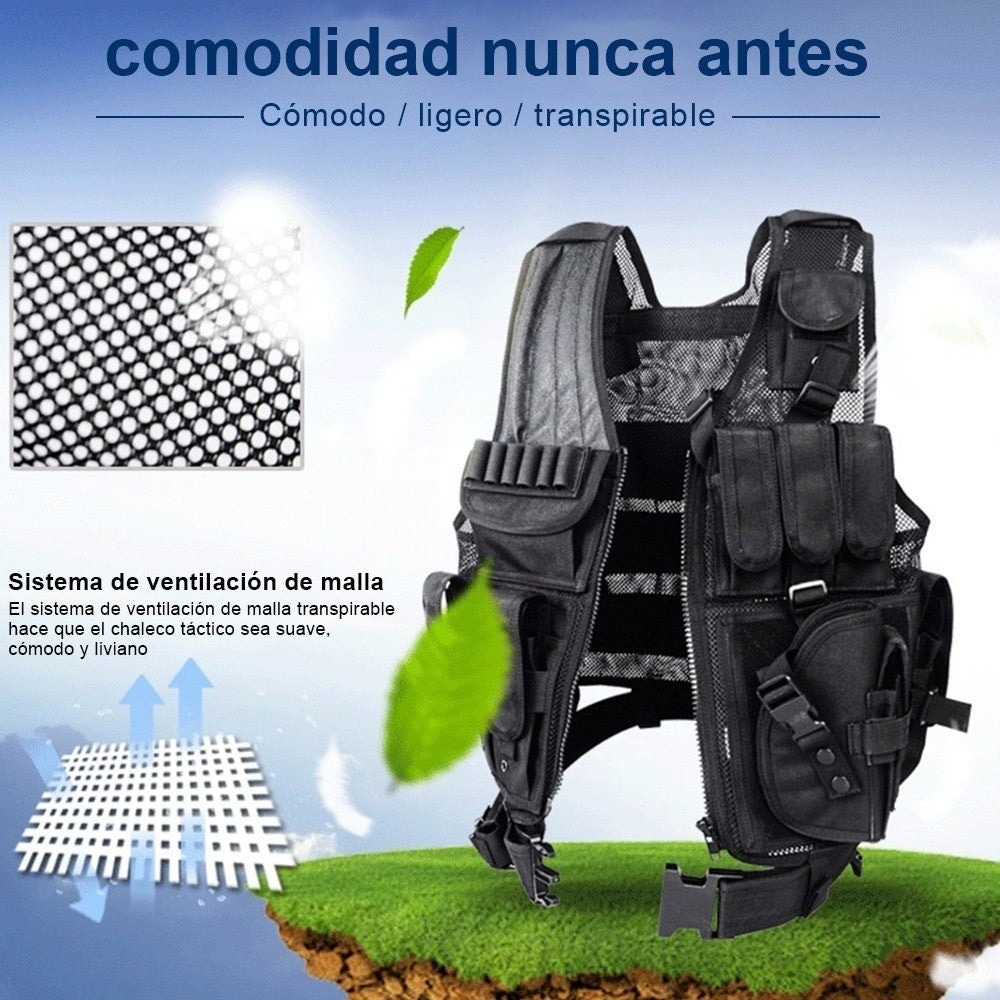 Chaleco Táctico Porta Cargadores Corta Larga Funda Arma Sistema molle