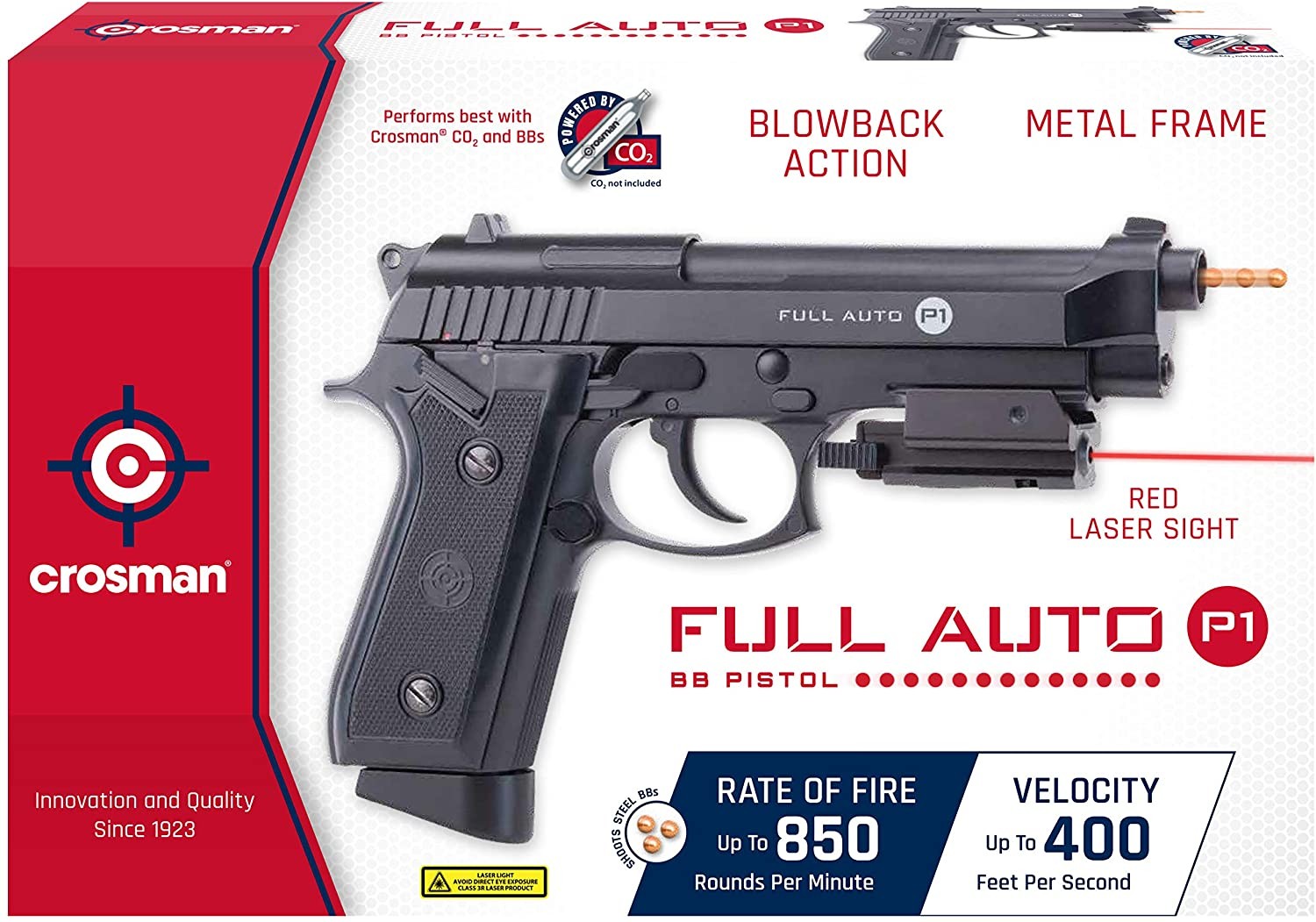 Pistola de aire Crosman P1 Automática Blowback Mira Laser 400fps