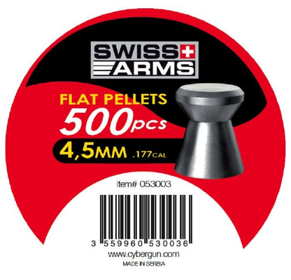 Diábolos Swiss Arms Flat Pellets 4.5 (.177) 500 Pzas Munición SWISS ARMS