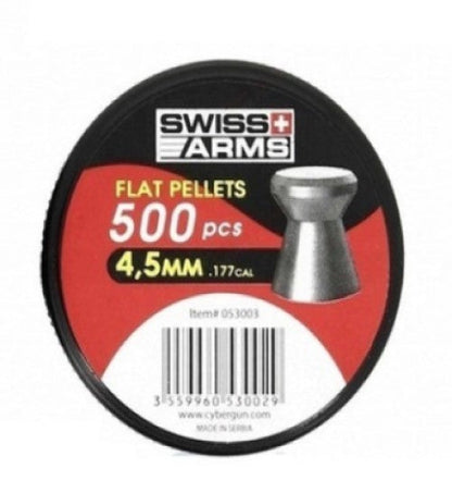 Diábolos Swiss Arms Flat Pellets 4.5 (.177) 500 Pzas Munición SWISS ARMS