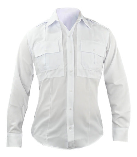 Camisa Tactica Uniforme Policia Cierre Simulado Manga Larga