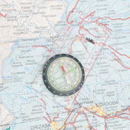 Brújula profesional cartográfica, con cordón para colgar, transparente con negro