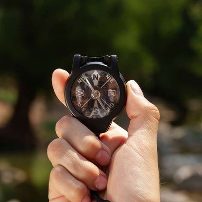 Brújula profesional plegable, de bolsillo, con tapa de vidrio, negro