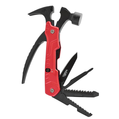 Multiherramienta con 13 usos, mango aluminio rojo con funda Wallis