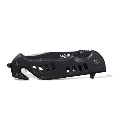 Navaja de bloqueo con mango S.O.S. de metal negro con clip Wallis